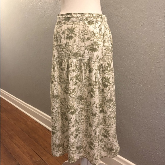 Rachel Zoe Green and Cream linen Midi Skirt - Picture 1 of 4